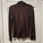 Vertigo Paris Vertigo Brown‎ & Gold Suede Button Down Top Photo 3
