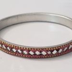 Vintage Bracelet / Bangle 8.5" Pink Glitter with Mirrored Detail Photo 1