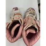 Womans Chunky Ankle Boots Pink Us 11 Eu 42 Front Zip Embellished Photo 5