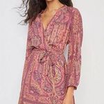 Anthropologie TINY Odetta Paisley Surplice Faux Wrap Mini Dress Pockets XS Photo 0