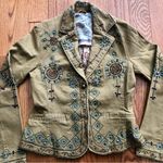 Buffalo David Bitton David Bitton Buffalo RARE Embroidered Collar V-neck Tan Jacket Women’s Size S Photo 12
