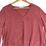 Eesome Blouse Womens M Mauve Tie Front Bell Sleeve Boho Flowy Earthy Boho Indie Pink Size M Photo 1