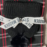 Steve Madden  Black and Red Checkered Scarf with Beanie NWT Photo 1