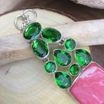 Rainbow Calsillica & Peridot Sterling Silver Toggle Bracelet Green Photo 1