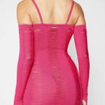 Maniere De Voir LADDERED KNIT MINI DRESS WITH SLEEVES - PINK Photo 5