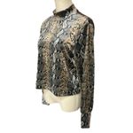 Carmen Marc Valvo Snake Print Long Sleeve Top Size S Mock Neck Cropped Photo 2