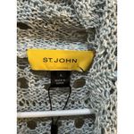 St. John knit crochet blue draped long sleeve cardigan sweater ruffle large Photo 4