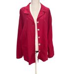 Talbots ‎ Red Berry Linen Blend Button Down Shirt Jacket XL Lightweight Tunic Photo 1