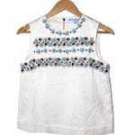 Draper James  NEW Embellished Floral Beaded Sleeveless Tank Top White Red Blue 2 Photo 0