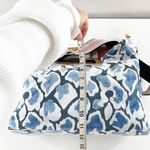 Cushette Dutchess Crossbody Velvet Purse Handbag Blue White Photo 9