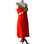 Vintage Medium Dress Y2K beaded Cocktail Dress Fall Rene Derhy Paris RARE Large Orange Photo 9