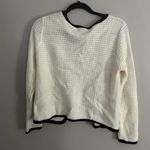 Xxi White Sweater Cardigan With Black Trim Photo 3