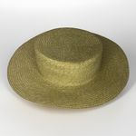 ARDEO Studios Italy Straw Metallic Boater Hat Medium Wide Brim Paper Silk Lined Photo 2