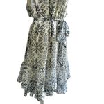 White House | Black Market WHBM Blue Floral Dress Size Medium Sleeveless Tiered Resort Romance Style Photo 5