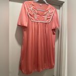 VTG Eve Lingerie Pink Chemise Nightgown With White Embroidered Floral Detail Photo 5