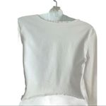 SheIn Lettuce Edge Ruched Long Sleeve Baby Tee Crop Top White Large Photo 8