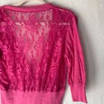 Poof Apparel Poof Y2k Pink Cardigan Lace Back Button Down Knit Sweater Top Large Fairy Photo 7