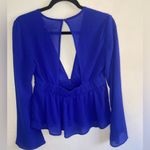 Urban Outfitters  blue deep v neck blouse size small Photo 3