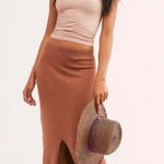 Free People  BEACH‎ Skyline Ribbed-Knit Midi Skirt Photo 0