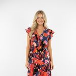 Jessica Simpson  Floral tiered maxi Dress with tassels size small Photo 1