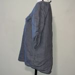 Ellen Tracy  size medium 100% linen hi low blouse grey with gold zipper roll tabs Photo 6