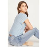 Vigoss  CHEVRON POINTELLE SWEATER CARDIGAN-BLUE size XL (b4) Photo 4