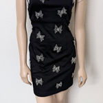 Anthropologie [] Maeve Black Silver Brynne Crystal Bow Butterfly Mini Dress Sz 12 Photo 0