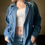 Harley Davidson Vintage Harley-Davidson Denim Blue Button-Up Shirt Women’s L Photo 0