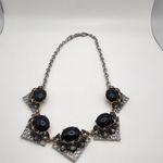 Stella & Dot  Rory Black Cabochon & Gray & Clear Rhinestone Necklace Photo 3
