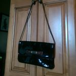 Vintage Purse Black Patent Handbag / Shoulder Bag / Purse Photo 6