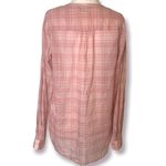 Vince  Peony Pink Plaid Half Placket Cotton Shirt sz M Photo 7
