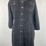Allegra K 3/4 Sleeve Button Down Denim Shirt Dress in Black. Size M Photo 3