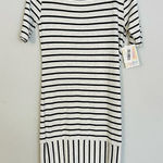 LuLaRoe NWT Julia Dress - Black & Heather Gray Stripe - Size Small (S) Photo 0