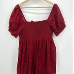 Altar'd State Mini Dress Sz XL Red Floral Velvet Burnout Smocked Sexy Feminine Photo 1