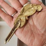 Large Statement Gold Colorful Parrot Bird Brooch Pin Photo 5