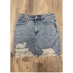 ZARA  Denim Mini Skirt Medium M‎ Light Wash Distressed Ripped Raw Hem Womens Photo 1
