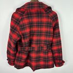 Banana Republic  Wool Blend Peacoat XS Red Black Plaid Preppy Grunge Mod Punk 90s Photo 1