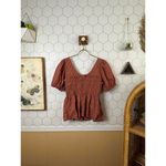 Madewell Bubble-Sleeve Smocked Peplum Top in Berry Stems - Size - 2 Photo 3