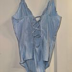 Baby Blue Lace and Corset Back Bodysuit Photo 2