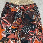 Cynthia Rowley 100% Linen Palazzo Tropical Leaf Print Brown Wide Leg Pants L Photo 3
