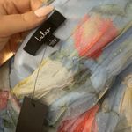 Lulus  Perfectly Divine Blue Floral Tulle Tiered Ruffled Midi Dress Size L NWT Photo 8