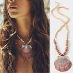 Free People  Love Letter To The Sea Necklace NWT Bohemian Beach Adjustable Shell Photo 2