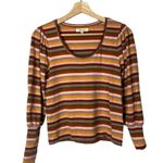 Madewell  Rainbow Striped Puff Sleeve Scoopneck Long Sleeve Top XXS Photo 2