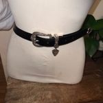 Brighton Womens M/L Black/Brown Embossed Alligator Skin Belt Silver Buckle Charm Photo 6