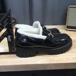 Steve Madden Lando Shoes Women Sz 6.5 Black Leather Chunky Lug Horsebit Loafers Photo 4