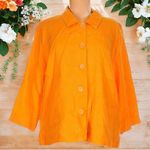 Flax  by Jean Engelhart Orange Linen Artsy Lagenlook Lightweight Jacket Size M Photo 0