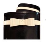 Kate Spade Black Paloma Ankle Rain Boots with Ivory Bow size 6 Photo 5