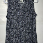 Dana Buchman  Women’s XL Sleeveless V-Neck Blouse Blue Pattern Top Photo 0