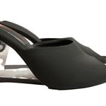 Good American Kardashian Clear Wedge Pointed Sandals Black Neoprene Size 8.5 NWT Photo 2