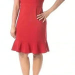 Kasper | Red Wine Fit & Flare Silhouette Ruffle Hem Cocktail Midi Dress Size XXL Photo 0